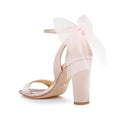 Mesh Bow Block Heels