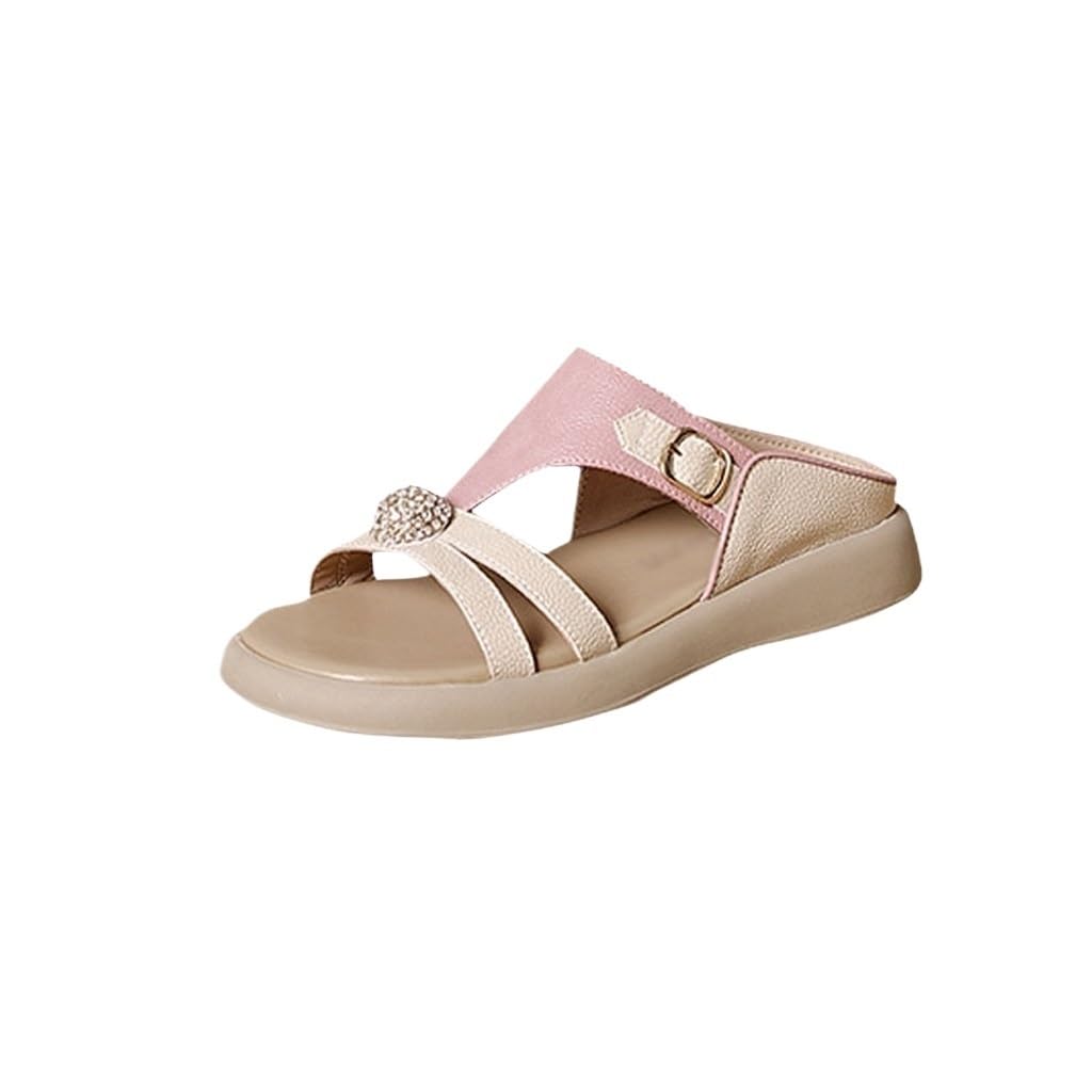 Leather Rhinestone Sandals