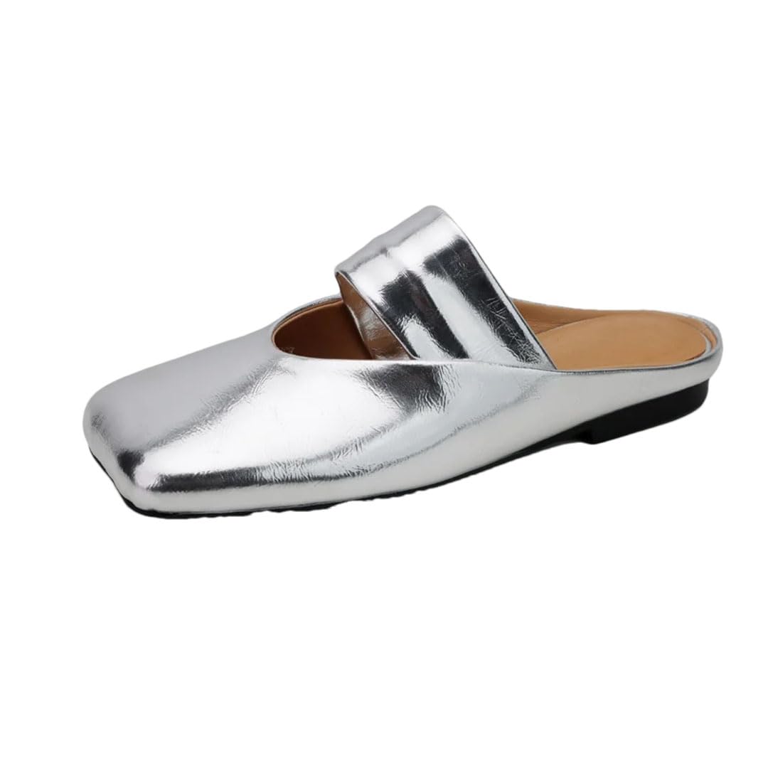 Leather Square Toe Mules