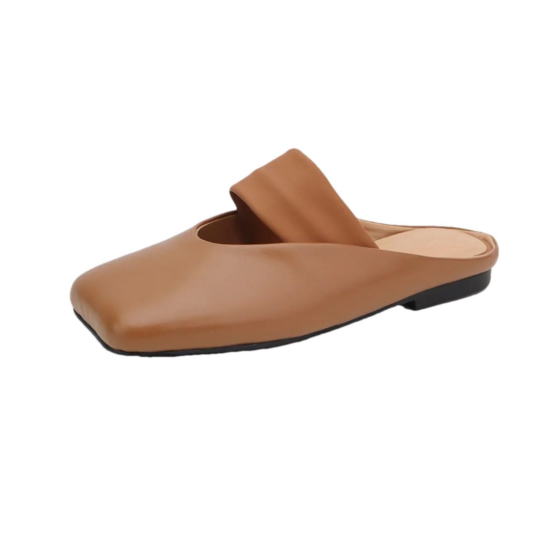 Leather Square Toe Mules