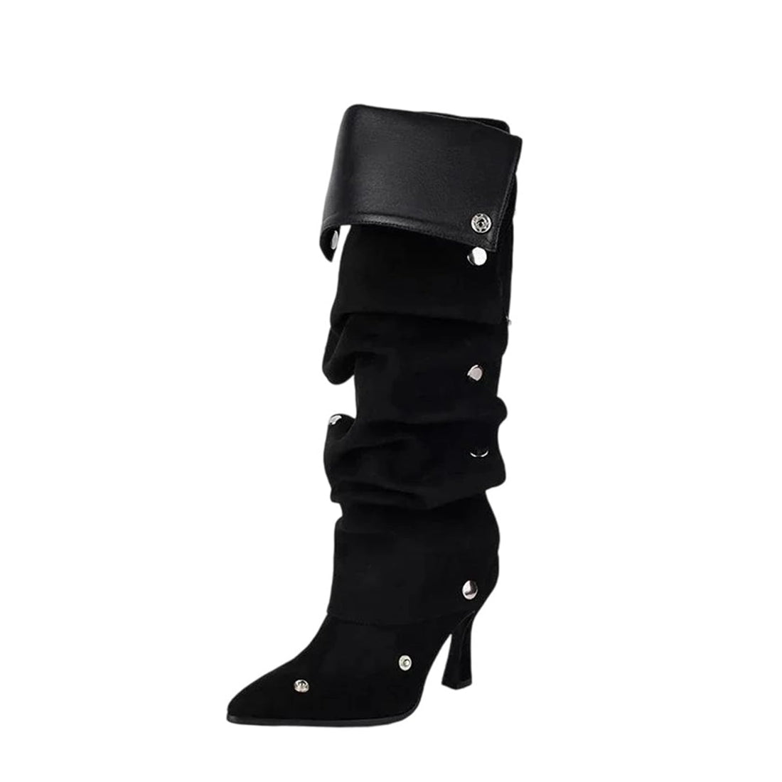 Pleated Knee-High Boots