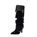Pleated Knee-High Boots