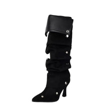 Pleated Knee-High Boots