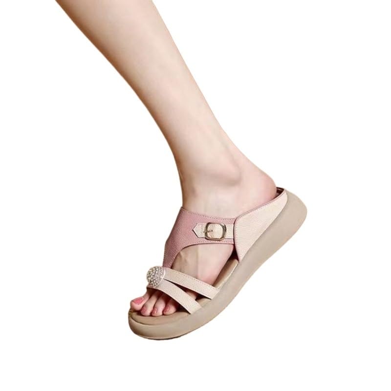 Leather Rhinestone Sandals