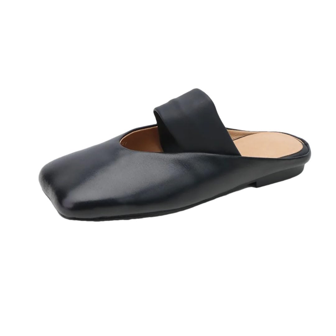 Leather Square Toe Mules