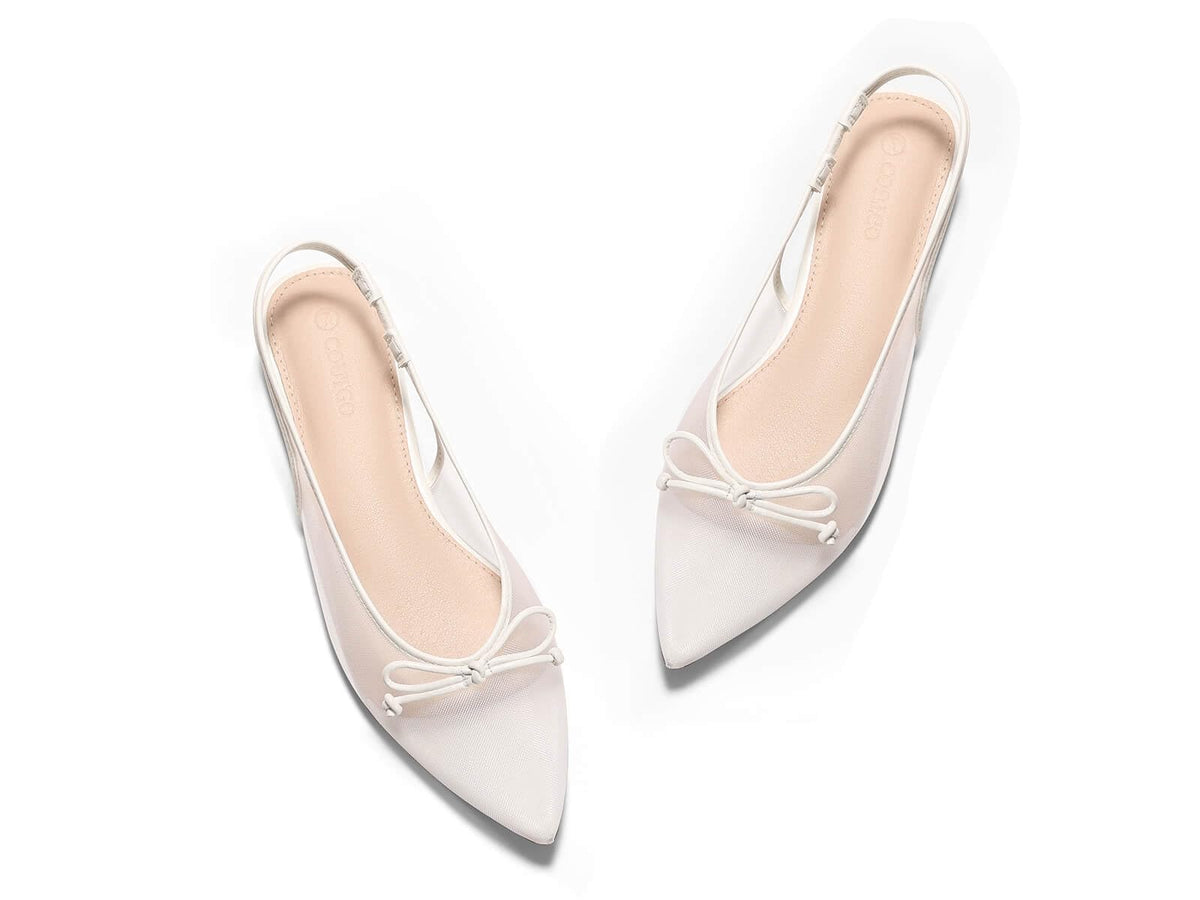 Bow Mesh Slingback Flats