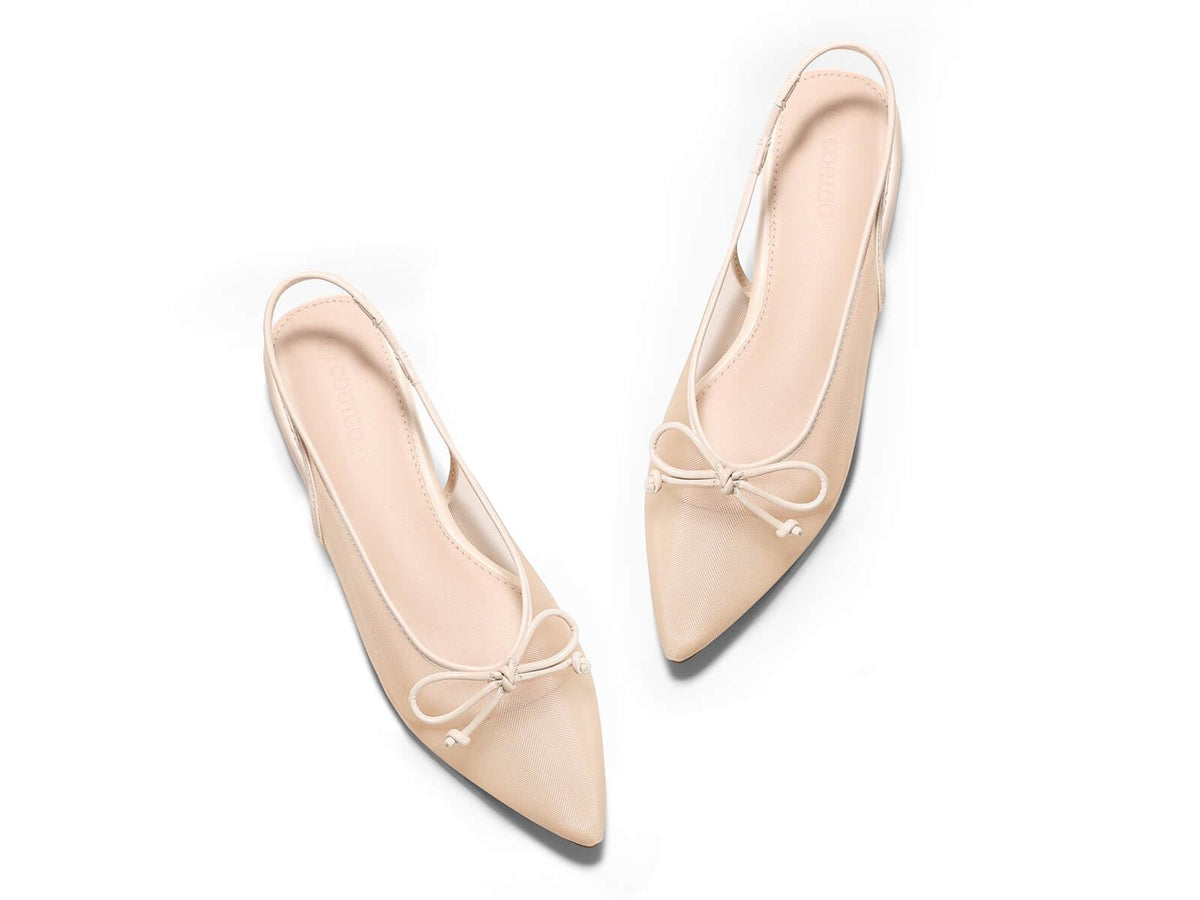 Bow Mesh Slingback Flats