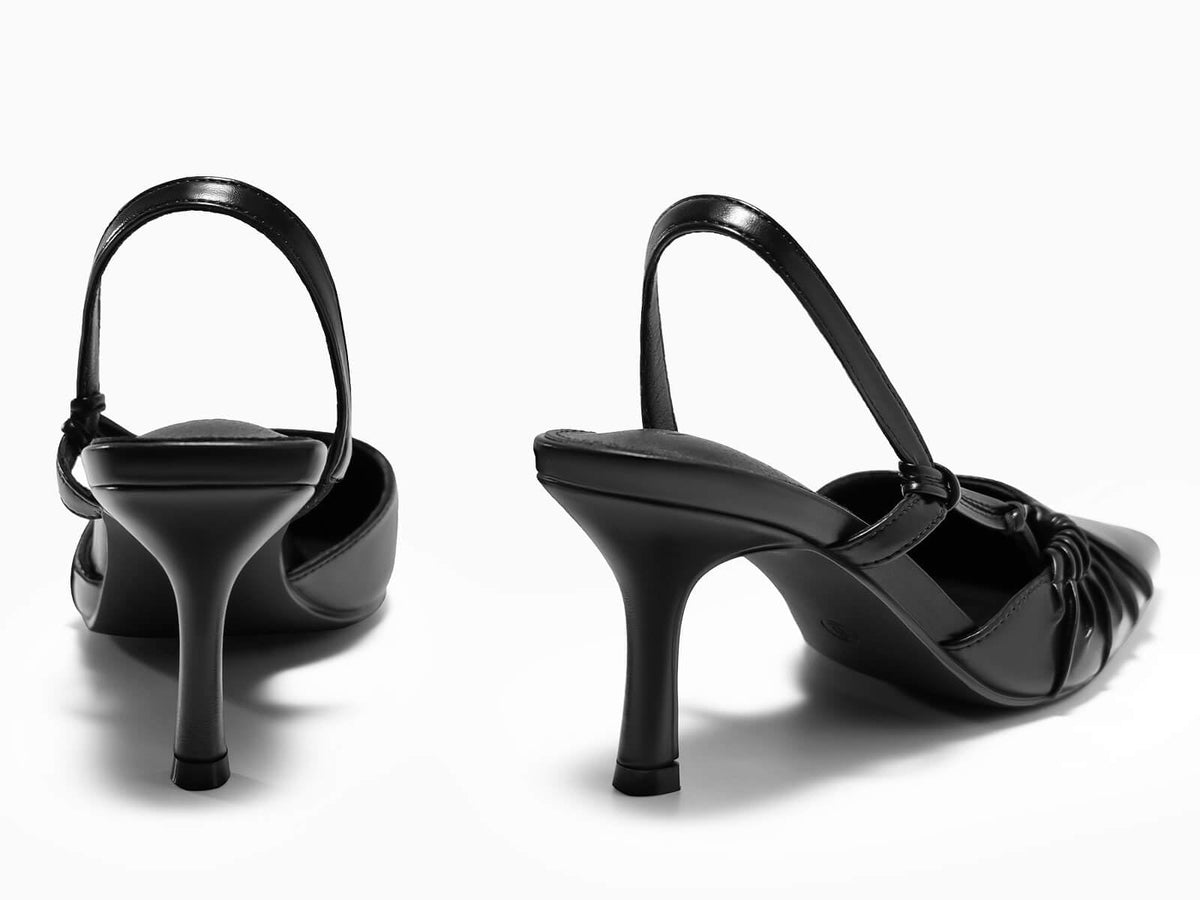 Leather Slingback Kitten Heels
