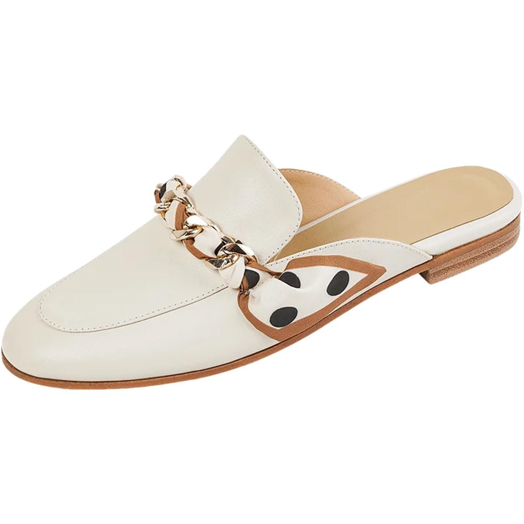 Leather Chain Detail Mules
