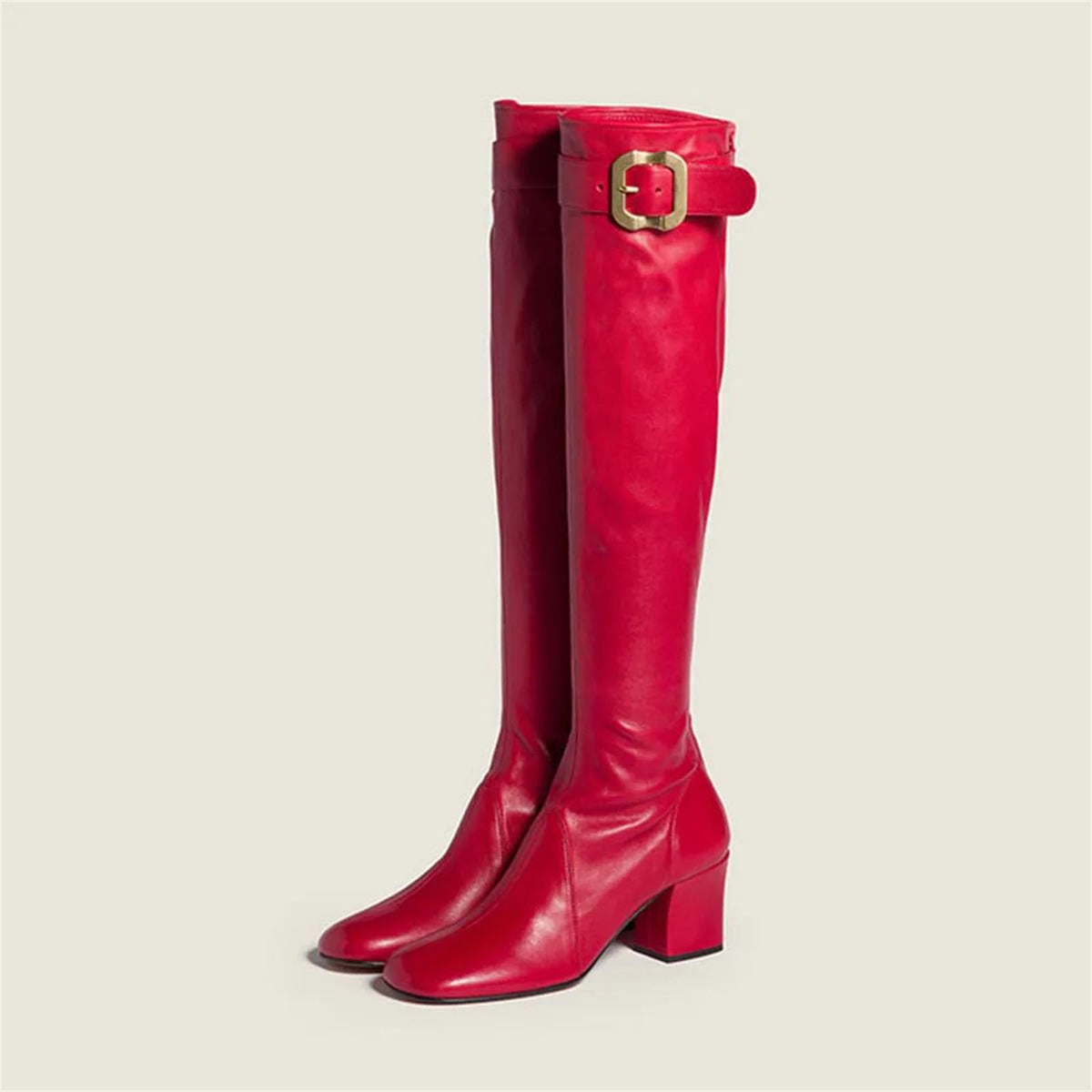 Buckle Knee-High Boots