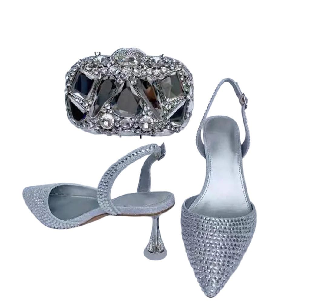 Rhinestone Sandals & Clutch Set