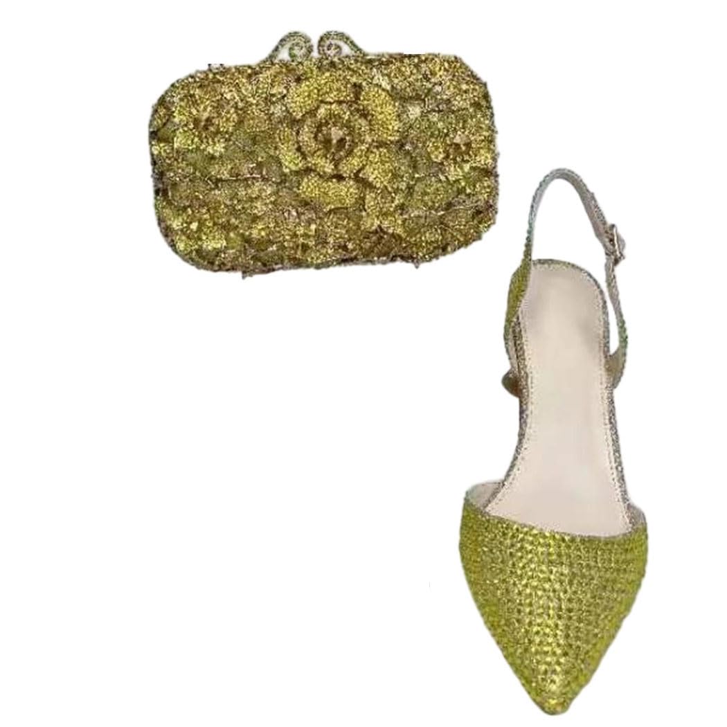 Rhinestone Sandals & Clutch Set