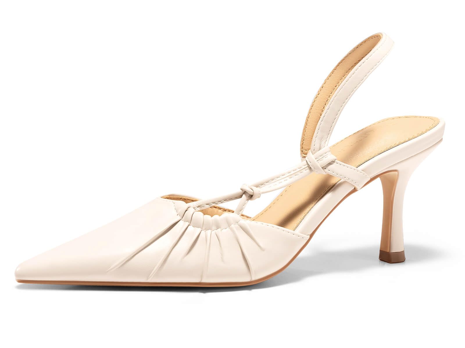 Leather Slingback Kitten Heels