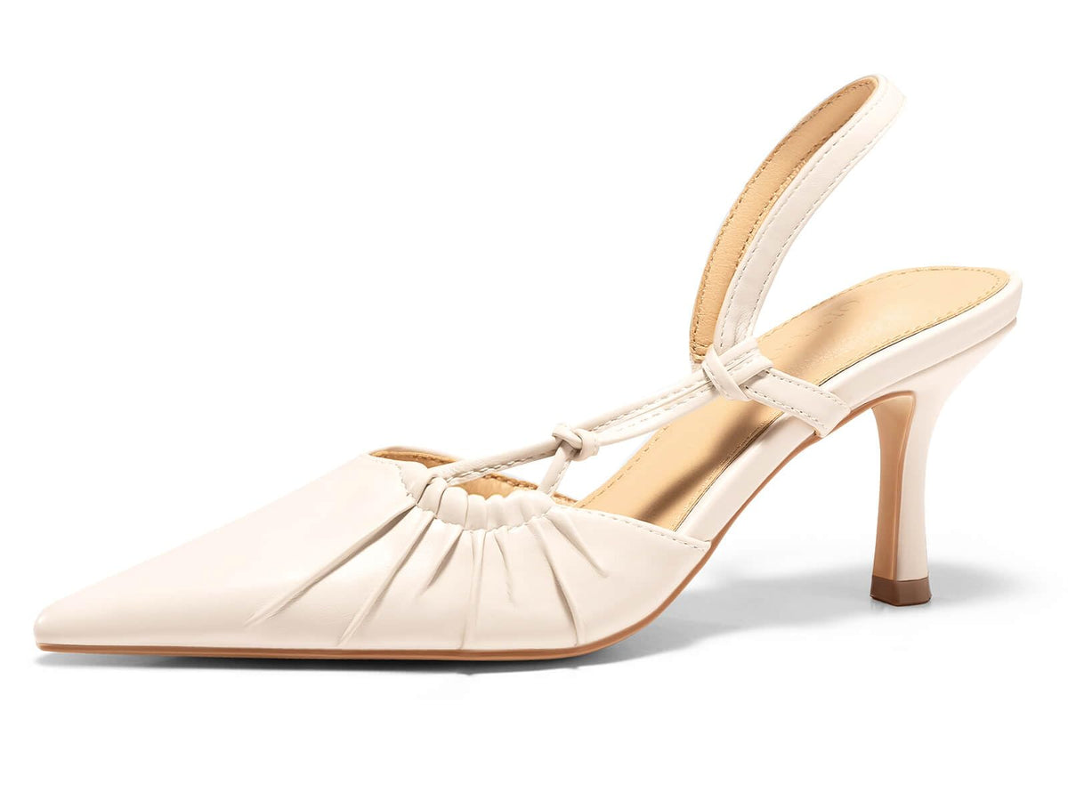 Leather Slingback Kitten Heels