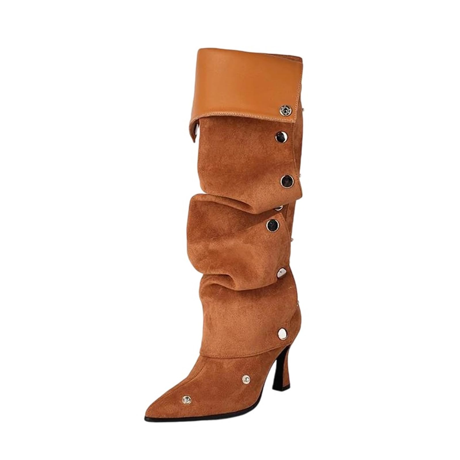 Pleated Knee-High Boots