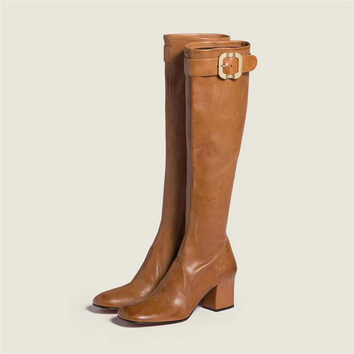 Buckle Knee-High Boots