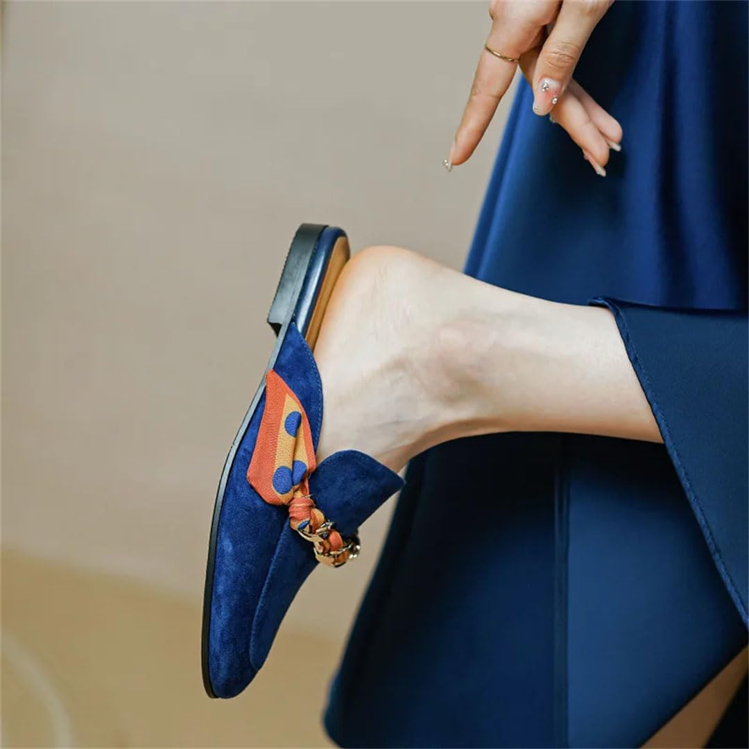 Leather Chain Detail Mules