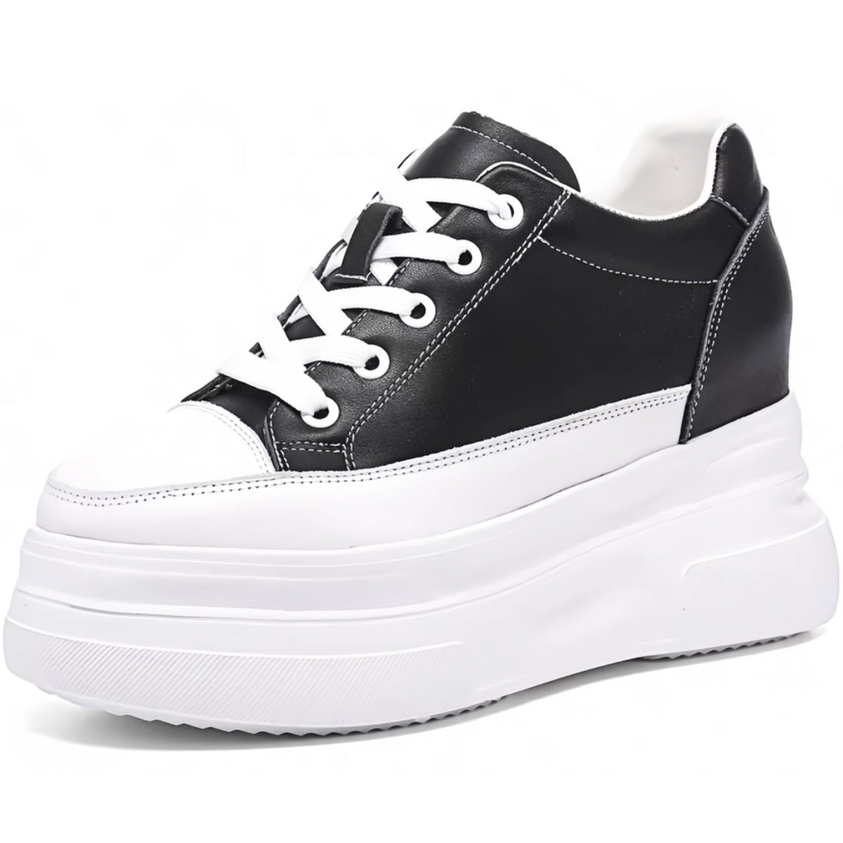 Chunky Sole Leather Sneakers