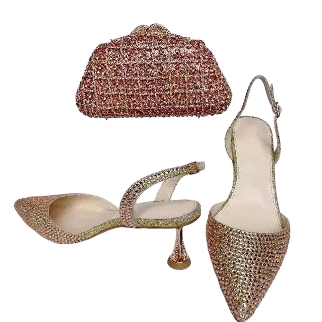Rhinestone Sandals & Clutch Set