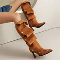 Pleated Knee-High Boots