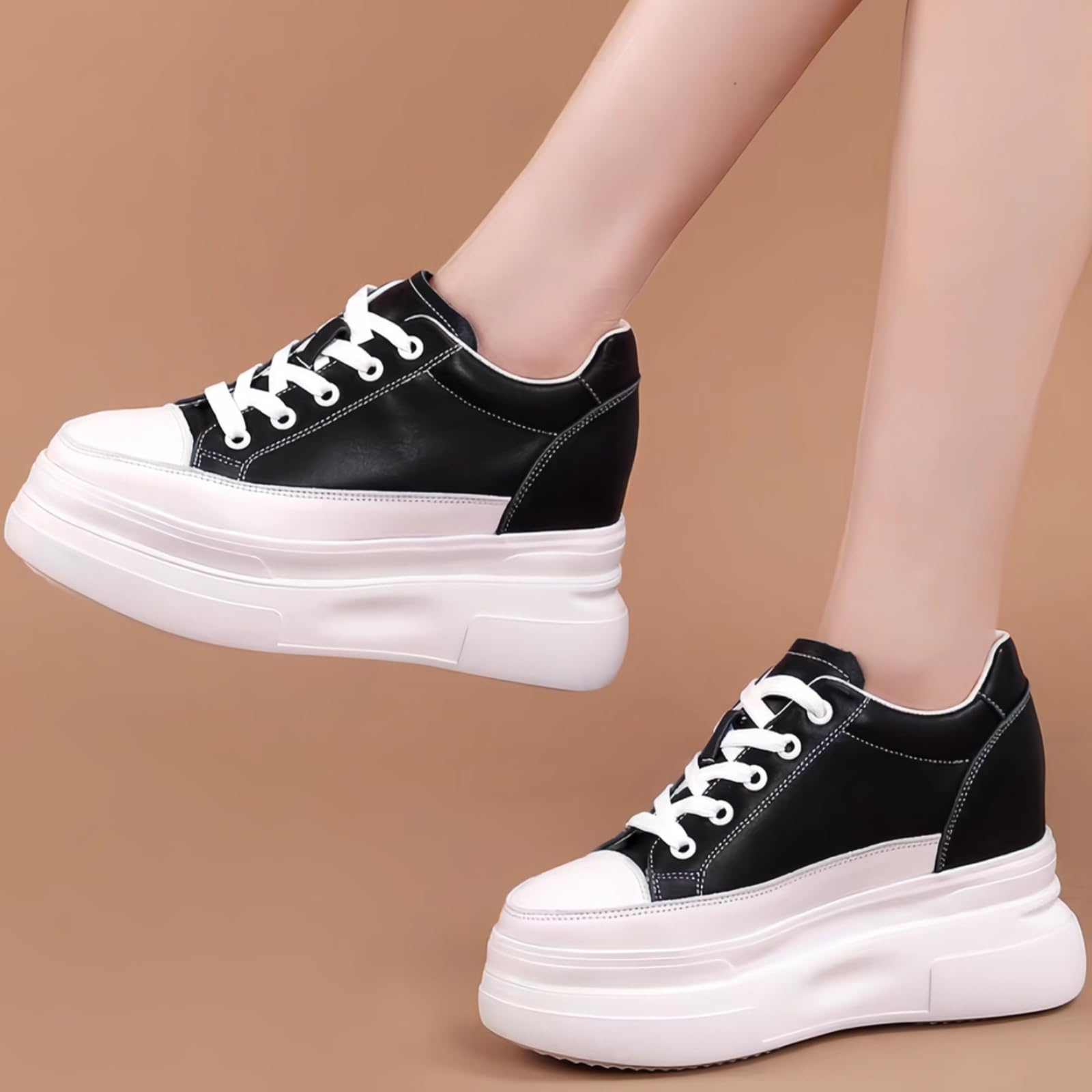 Chunky Sole Leather Sneakers
