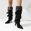 Pleated Knee-High Boots