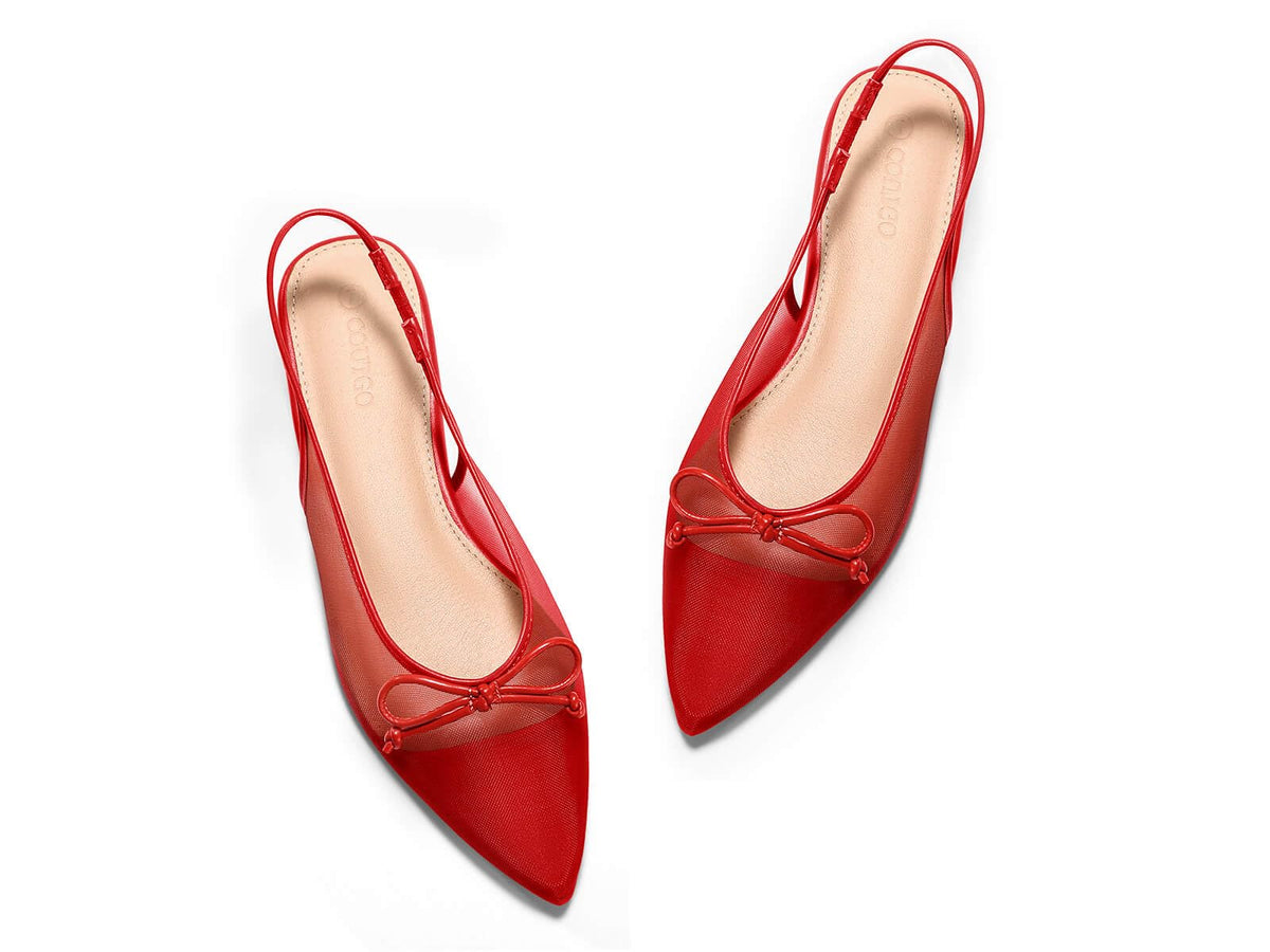 Bow Mesh Slingback Flats
