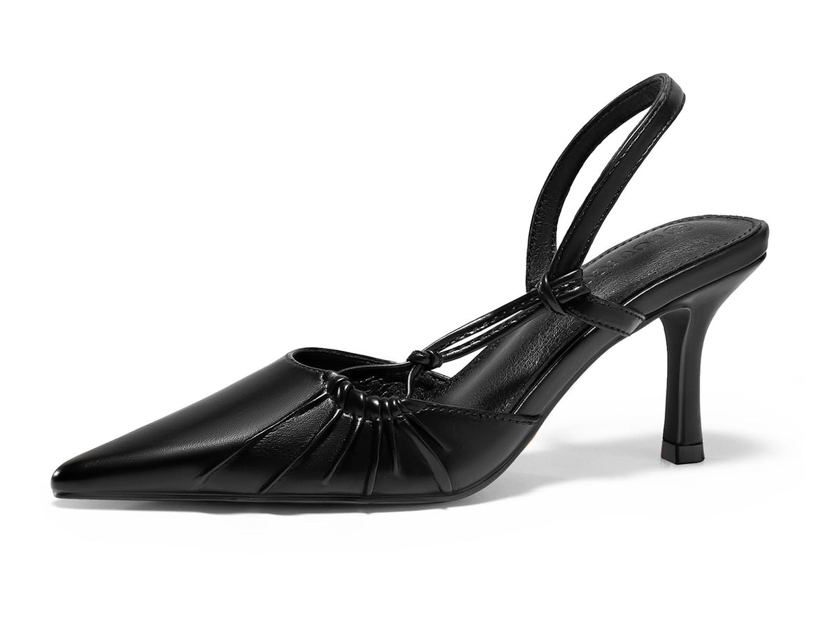 Leather Slingback Kitten Heels