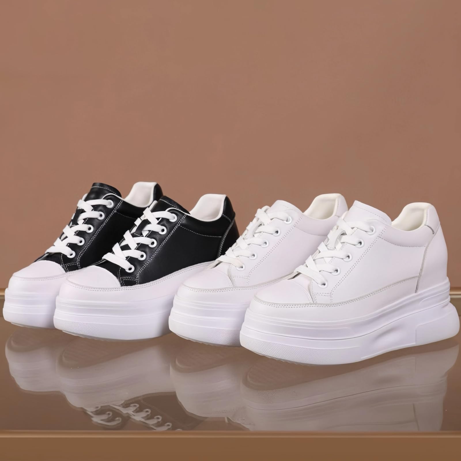 Chunky Sole Leather Sneakers