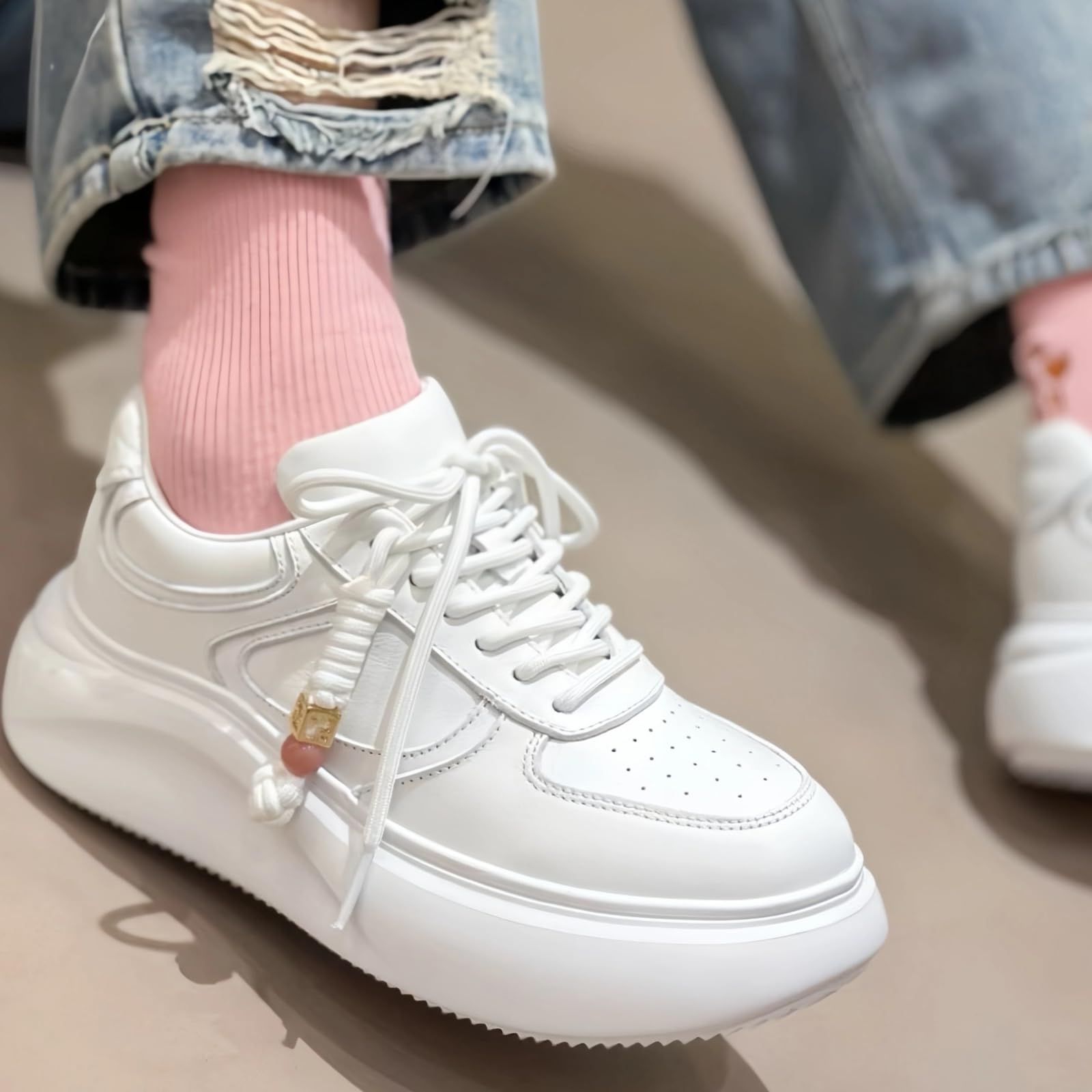 Leather Lace-Up Sneakers