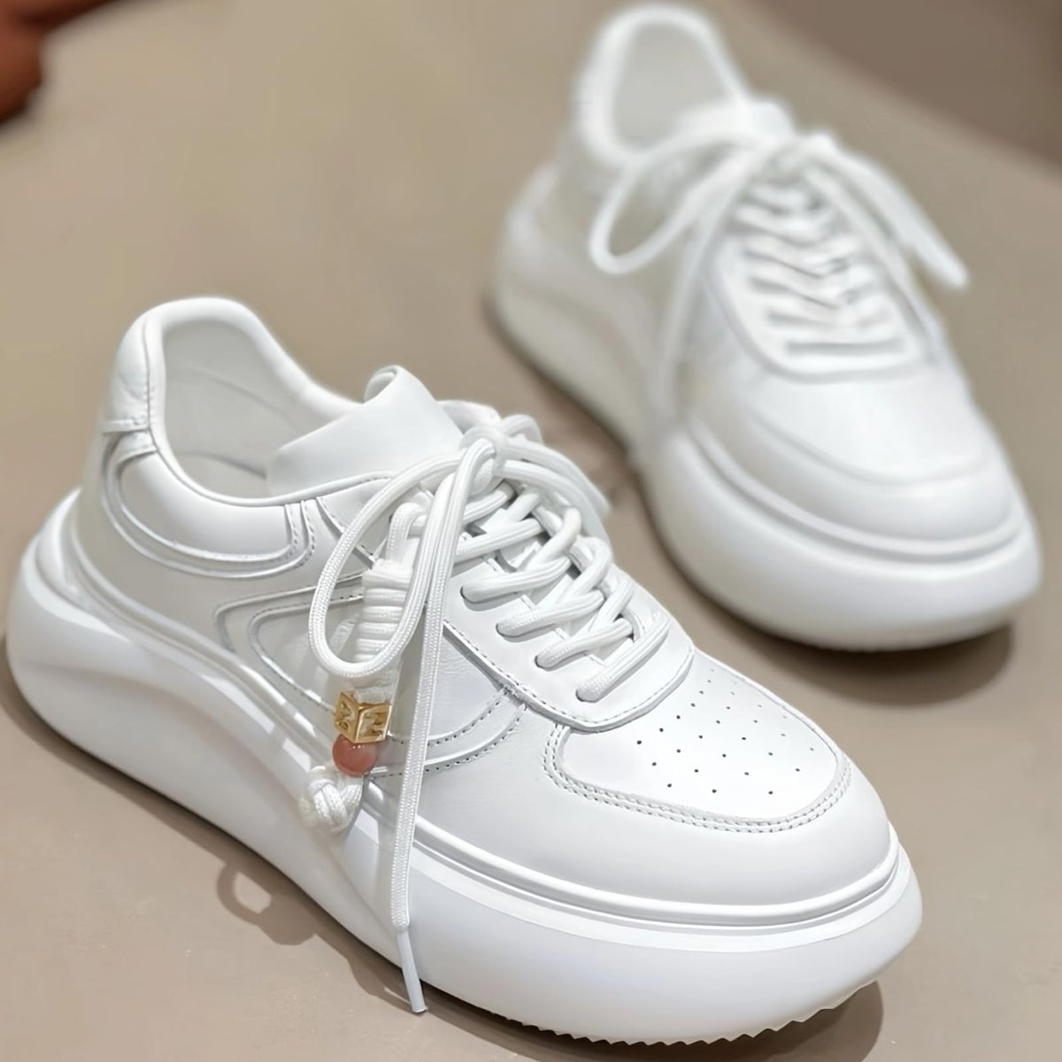 Leather Lace-Up Sneakers