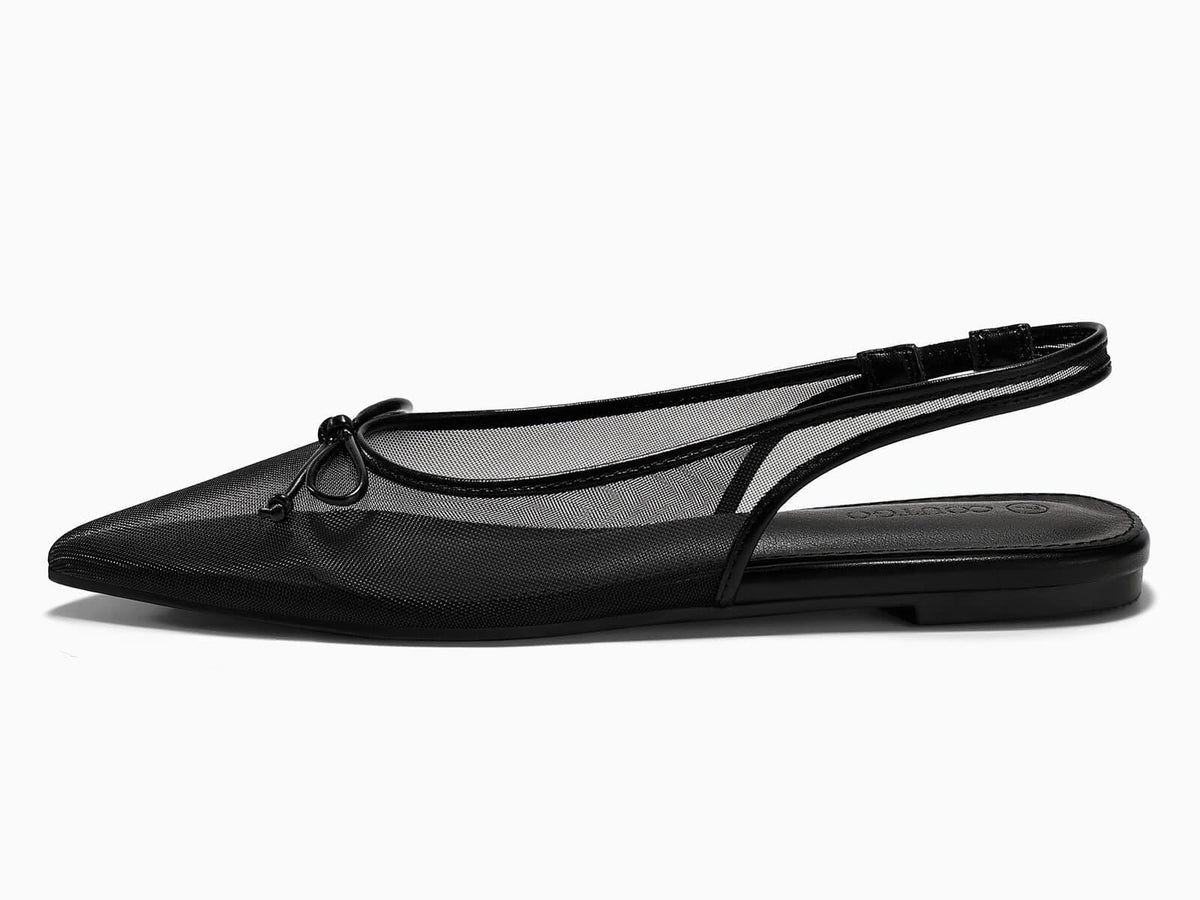 Bow Mesh Slingback Flats