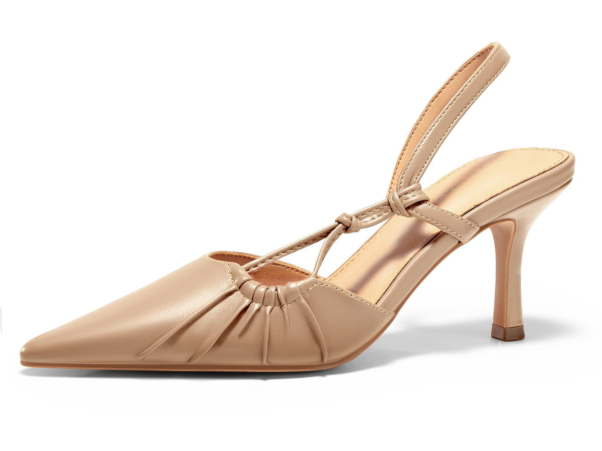 Leather Slingback Kitten Heels
