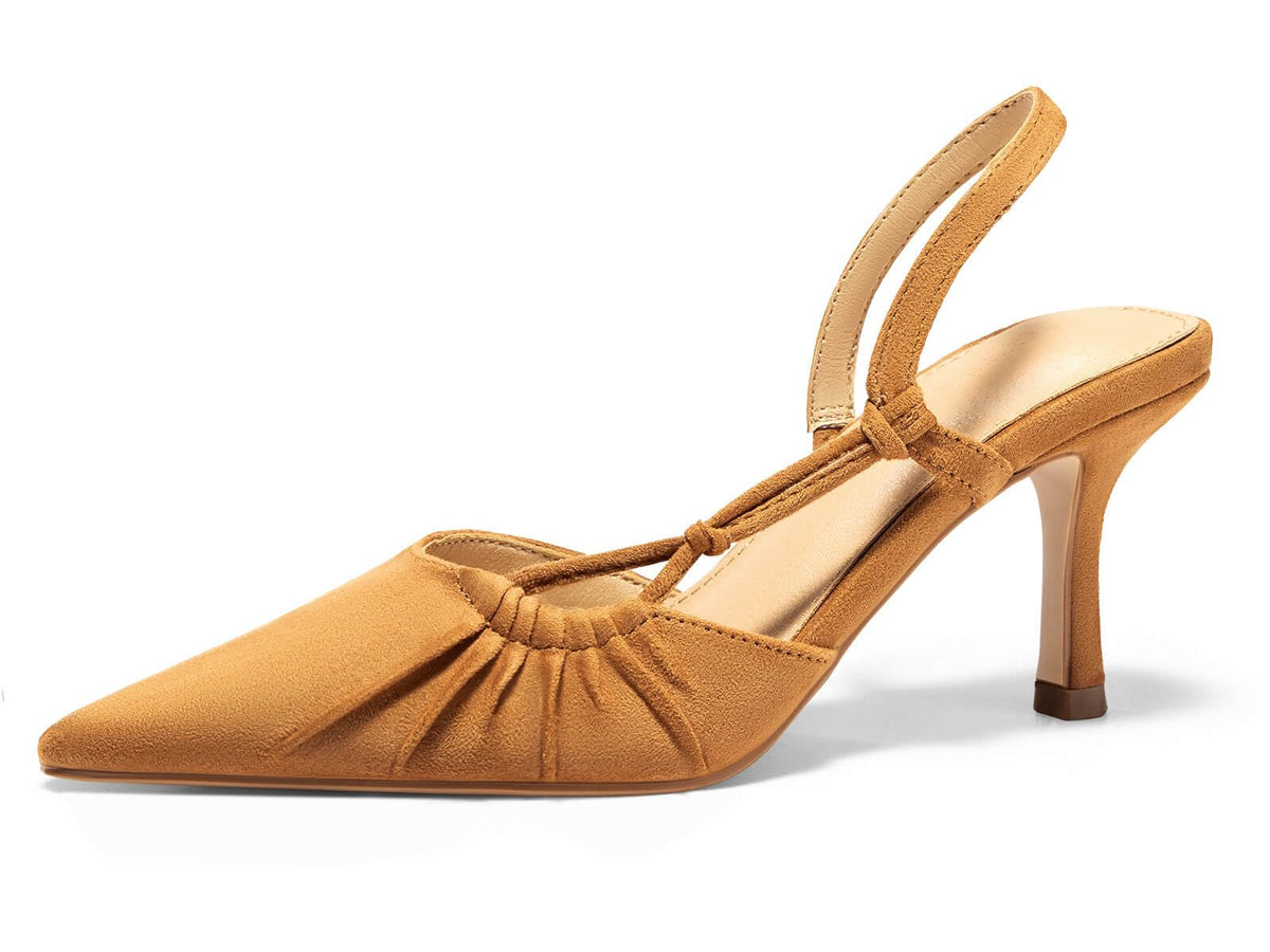 Leather Slingback Kitten Heels