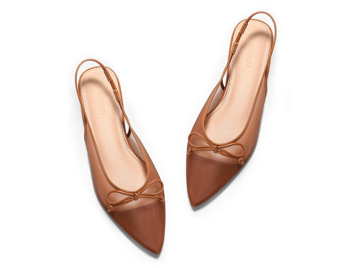Bow Mesh Slingback Flats