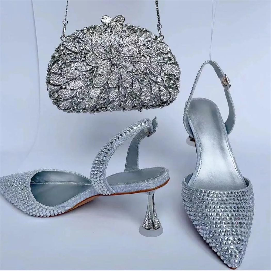 Rhinestone Sandals & Clutch Set
