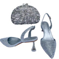 Rhinestone Sandals & Clutch Set