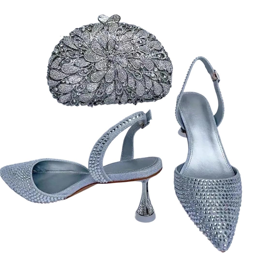 Rhinestone Sandals & Clutch Set