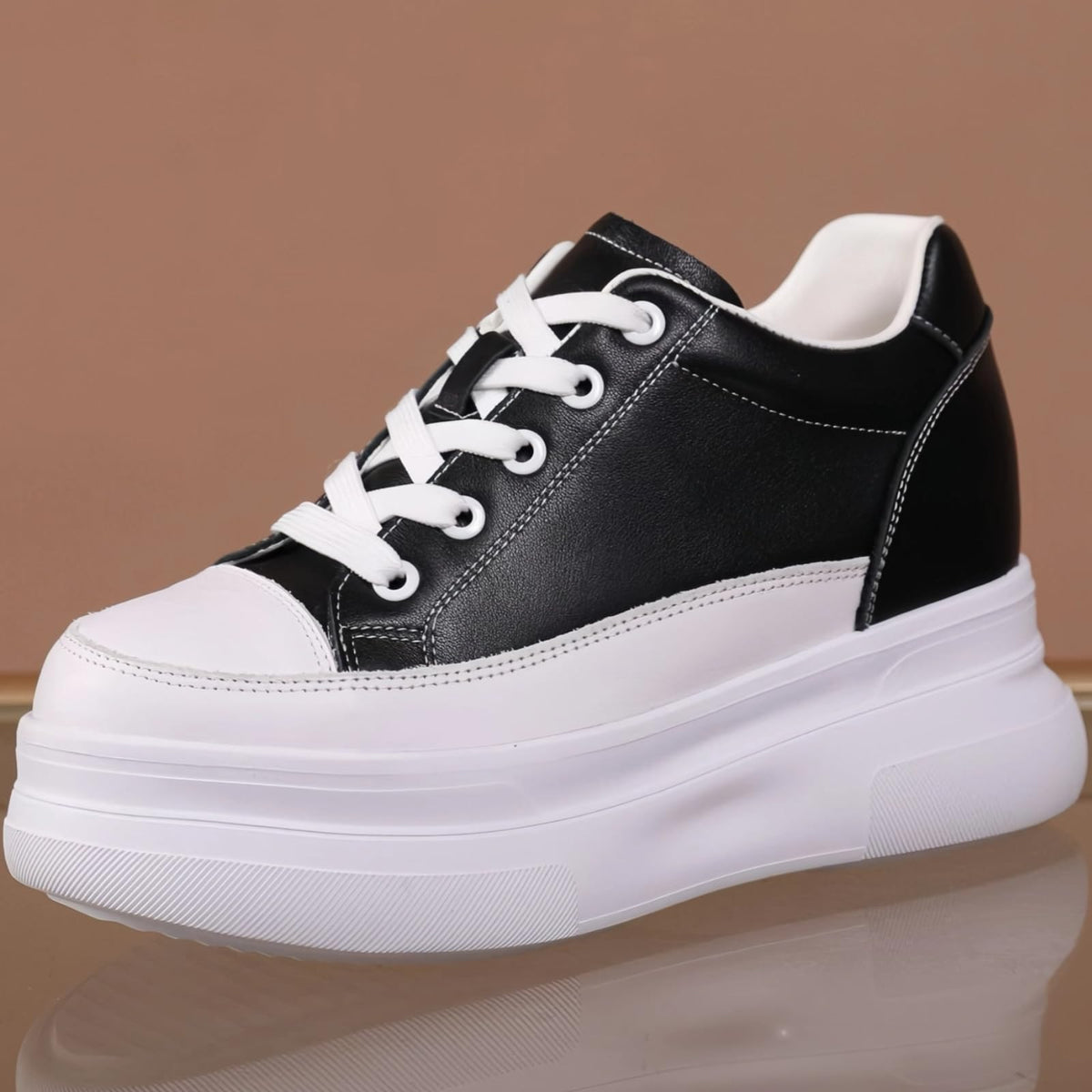 Chunky Sole Leather Sneakers