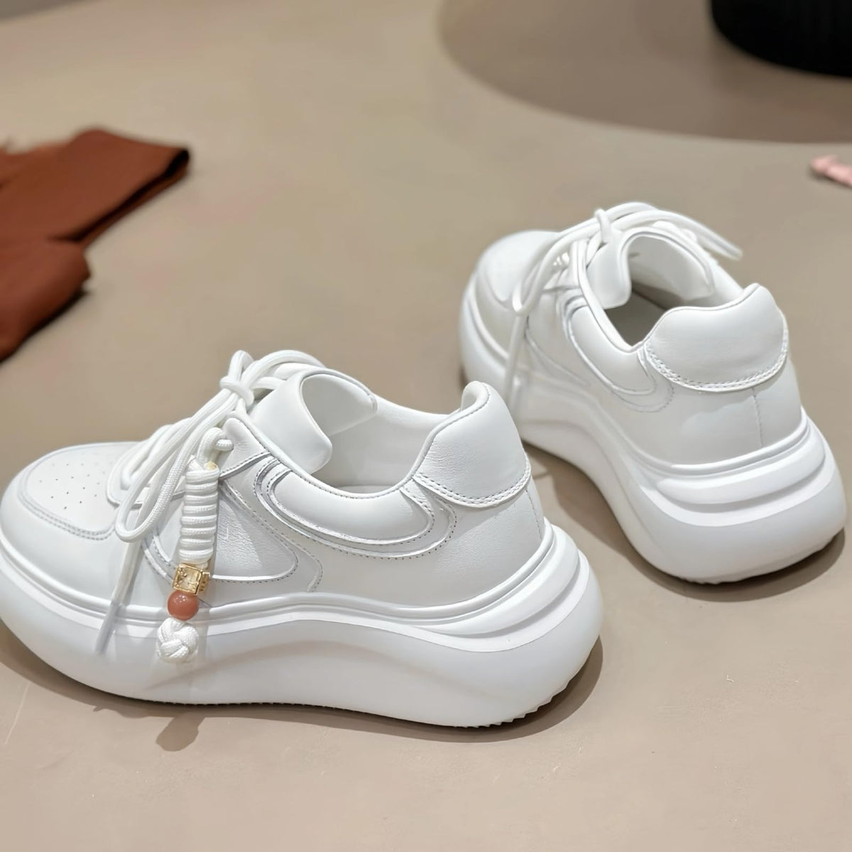Leather Lace-Up Sneakers