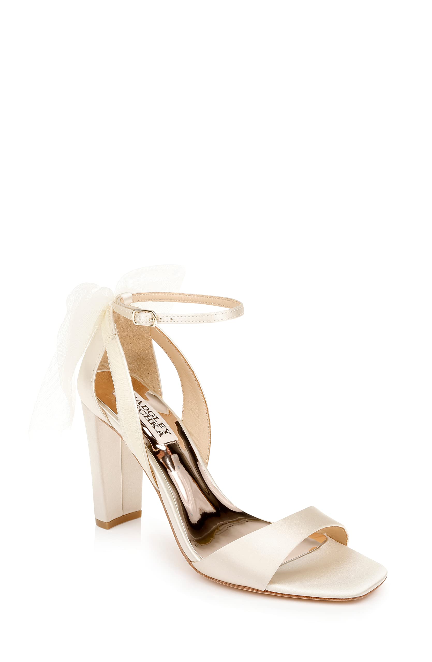 Mesh Bow Block Heels