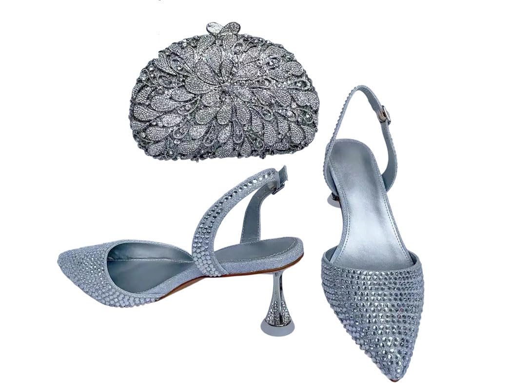 Rhinestone Sandals & Clutch Set