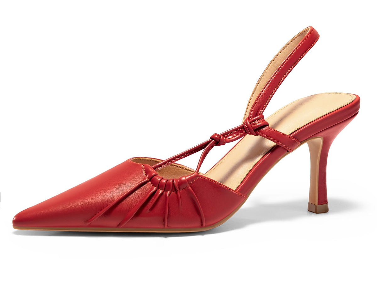 Leather Slingback Kitten Heels