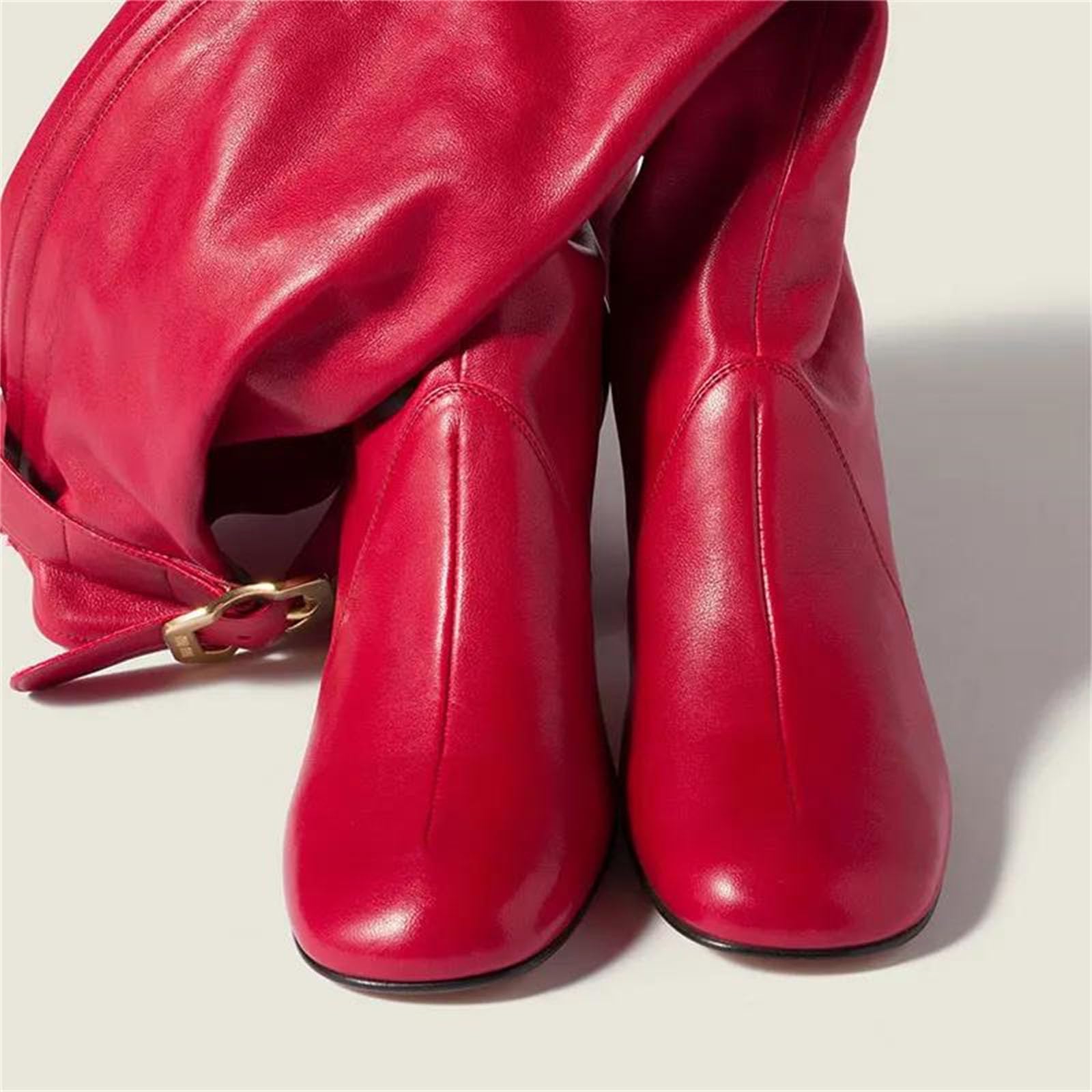 Buckle Knee-High Boots