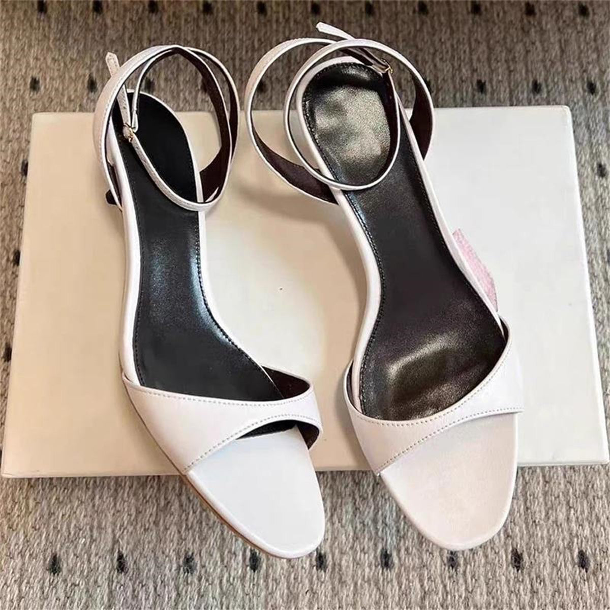 Leather Kitten Heel Sandals