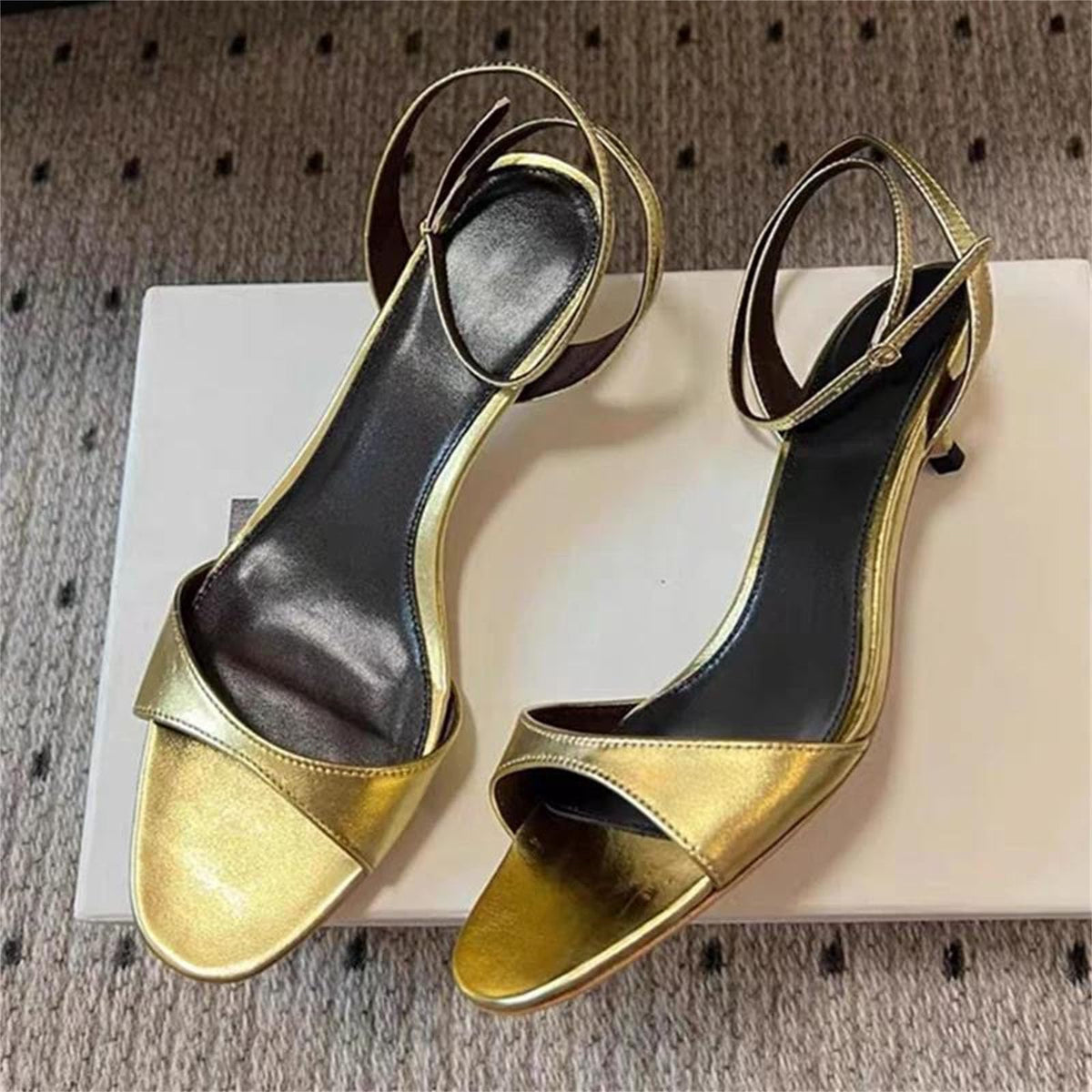 Leather Kitten Heel Sandals