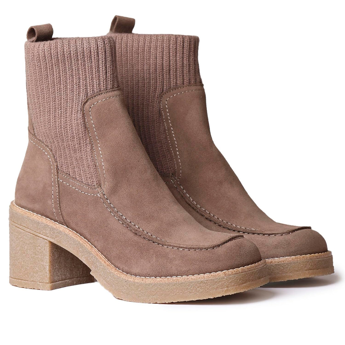 Suede Knit Ankle Boots