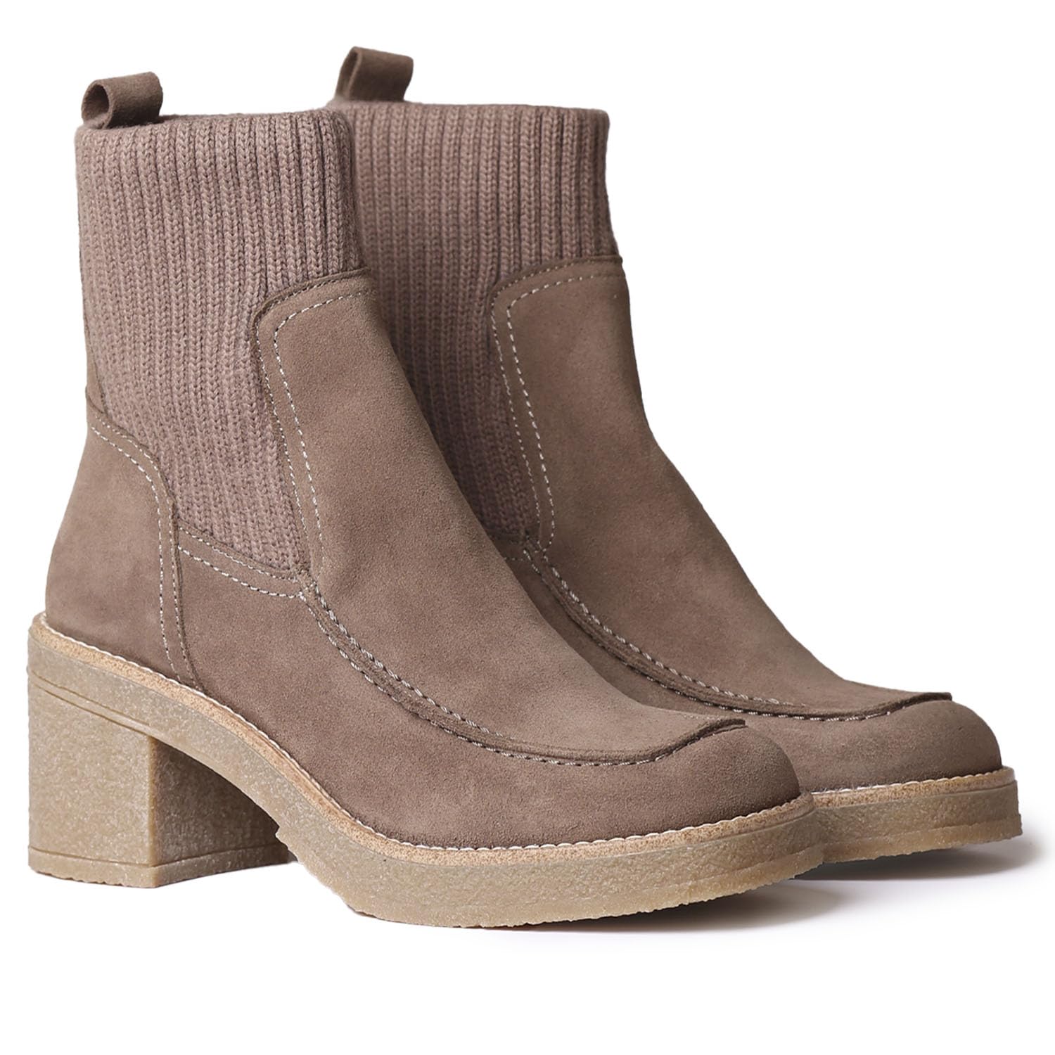 Suede Knit Ankle Boots