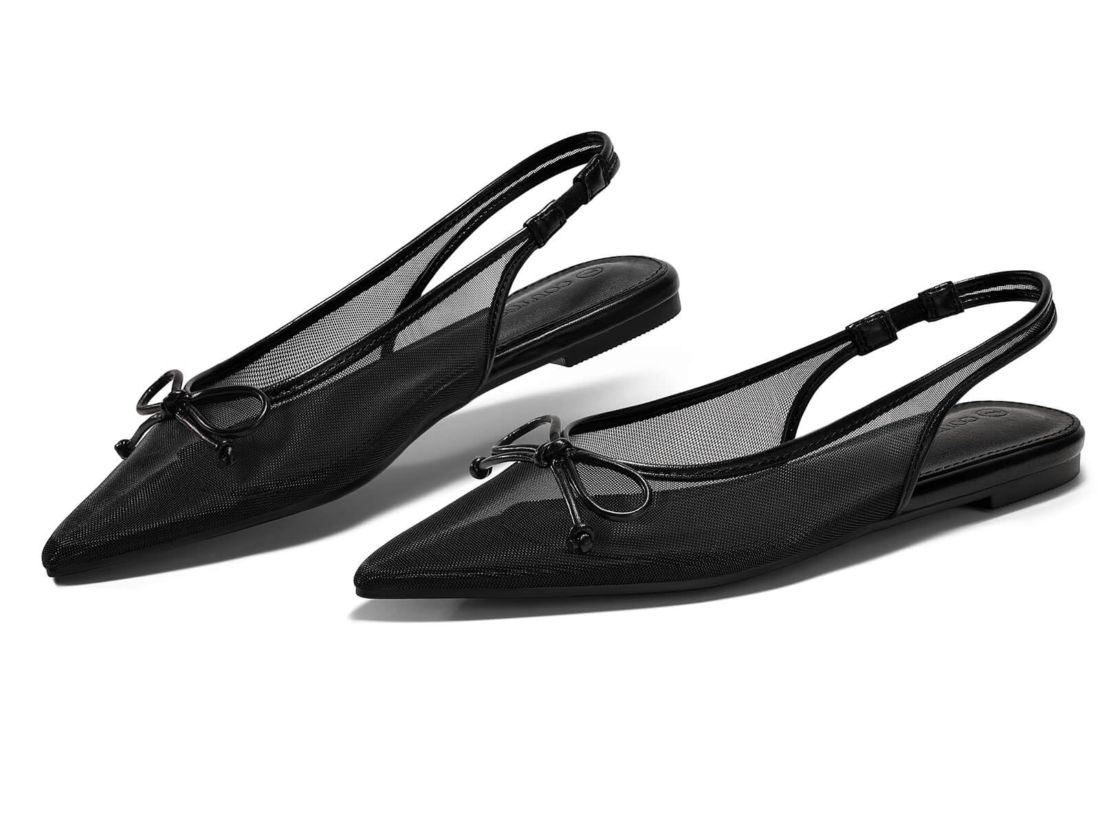 Bow Mesh Slingback Flats