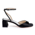 Satin Ankle Strap Block Heels